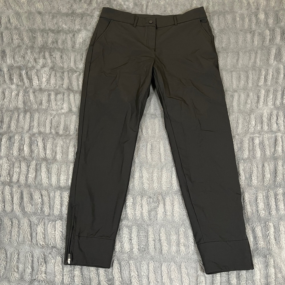 Hiverlay Women Black Nylon Spandex Golf Pants Size L Side Zip Ankle Performance